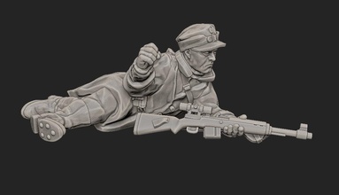 polish people's army sniper - wargaming3d miniature wargamming 1945, eastern front, Kolberg, polish, pommernstellung, ww2 3d print model - Mito3D