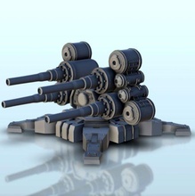 quadruple barrel turret 1 + supported version - wargaming3d miniature wargamming 40000, figure, future, futurism, futuristic, legion, miniatures, odyssey, opera, resin, scenery, Sci-Fi, scifi, SF, sla, squad, star wars, statue, w40k, warhammer, warmachine 3d print model - Mito3D