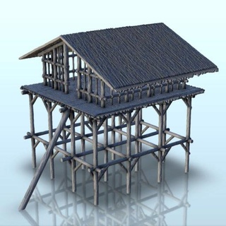 raised log structure roof 2 - wargaming3d Categories: 1:100 / 15mm, 1:56 28mm, 1:72 & 1:76 20mm, 1700-1900: Horse Musket, 500-1500: Medieval, Historically Accurate, Terrain, Terrain buccaneers building captain caribbean corsairs scenery miniature wargamming 3d print model - Mito3D