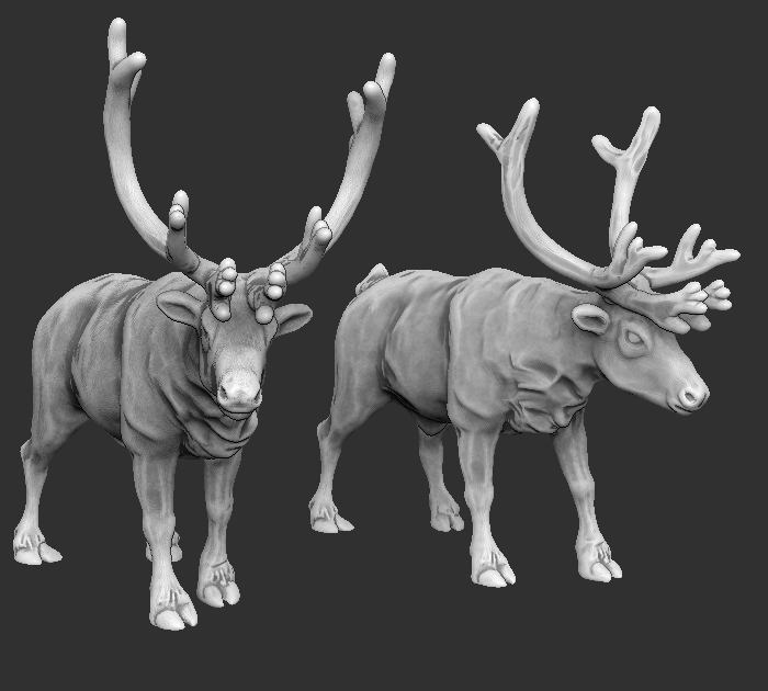 reindeers - wargaming3d miniature wargamming animal, reindeer, rudolf, terrain, winter war 3D print model - Mito3D