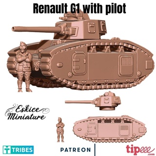 renault g1 tanque piloto 28mm wargaming3d miniatura juego guerra 3d print model - Mito3D