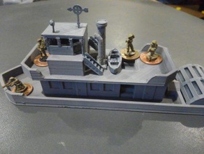 river gunboat - wargaming3d 28mm miniature 3d print model - Mito3D