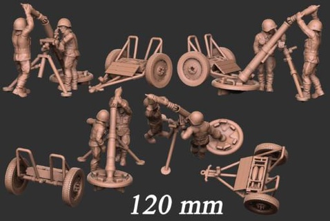 rkka 120mm mortero wargaming3d Categorías 1 56 28mm 1939 1945 WW2 digital stl ARCHIVOS Soviético miniatura juego guerra 3d print model - Mito3D