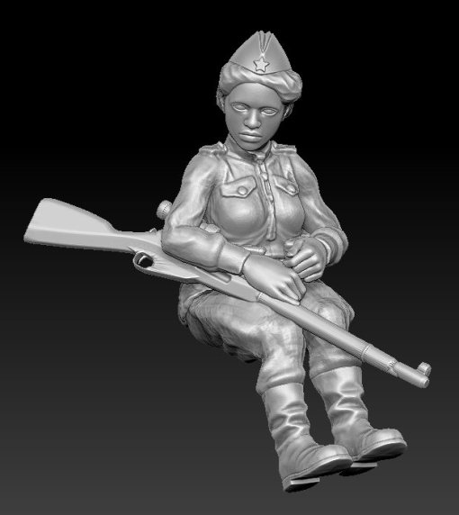 rkka girl sniper crew 1943 - wargaming3d 28mm miniature 3D print model - Mito3D