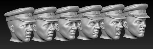 rkka officer head - wargaming3d 28mm miniature emotion pack 3d print model - Mito3D