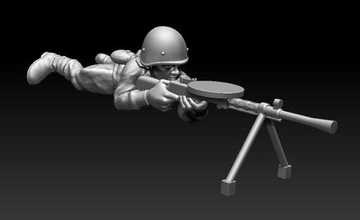 rkka Soldat machineguner liegen 1943 - wargaming3d 28mm Miniatur 3d print model - Mito3D