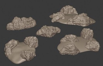rochers rocheux sol wargaming3d 28mm miniature 3d print model - Mito3D