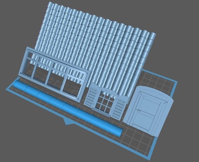 rooftiles windows - wargaming3d 1 56 28mm block house roof miniature wargamming 3d print model - Mito3D
