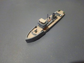 royal navy byms minesweeper - wargaming3d 28mm miniature 15knts 75 hull 1x 3in 50 gp gun 2x 20mm aa depth charges 3d print model - Mito3D