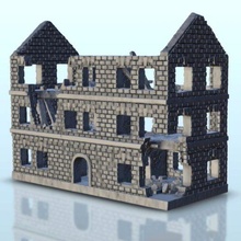ruin brick building - wargaming3d miniature wargamming Architecture, bolt action, building, décor, Flames of War, modern, ruins, scenery, tabletop, terrain, warhammer 3d print model - Mito3D