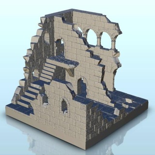 harabe kale sütunlar merdiven 10 wargaming3d mimari bina karanlık yaş Ortaçağa ait minyatürler modern manzara masaüstü arazi minyatür savaş oyunları 3d print model - Mito3D