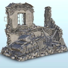 ruína Panzer iii destroços 8 wargaming3d miniatura jogos guerra arquitetura parafuso açao Construção decoração chamas of moderno ruínas cenário mesa terra martelo 3d print model - Mito3D