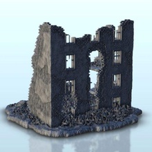 ruiné bâtiment 3 wargaming3d miniature wargaming architecture boulon action Bâtiment décor flammes of guerre moderne ruines paysage table terrain marteau 3d print model - Mito3D