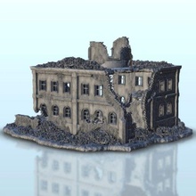 ruined building central tower 5 - wargaming3d miniature wargamming Architecture, bolt action, building, décor, Flames of War, modern, ruins, scenery, tabletop, terrain, warhammer 3d print model - Mito3D
