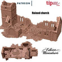 ruined church - 28mm wargaming3d miniature wargamming 3d print model - Mito3D