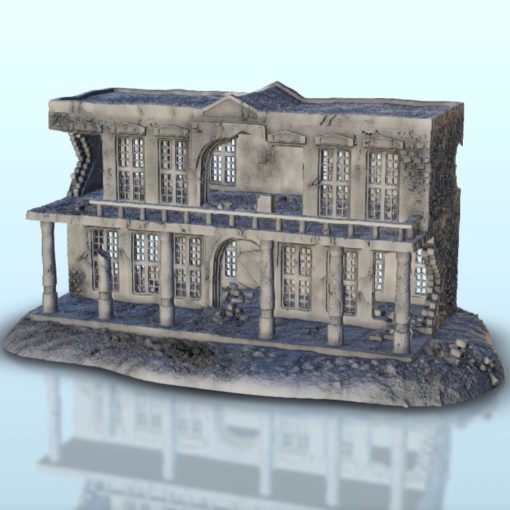 arruinado casa balcón 19 wargaming3d miniatura juego guerra arquitectura tornillo acción Edificio decoración llamas of moderno restos paisaje mesa terrestre martillo 3D print model - Mito3D