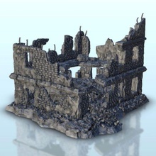 ruined urban building 10 - wargaming3d miniature wargamming Architecture, bolt action, building, décor, Flames of War, modern, ruins, scenery, tabletop, terrain, warhammer 3d print model - Mito3D
