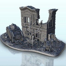 ruins b1-bis tank wreckage 1 - wargaming3d miniature wargamming Architecture, bolt action, building, décor, Flames of War, modern, ruins, scenery, tabletop, terrain, warhammer 3d print model - Mito3D
