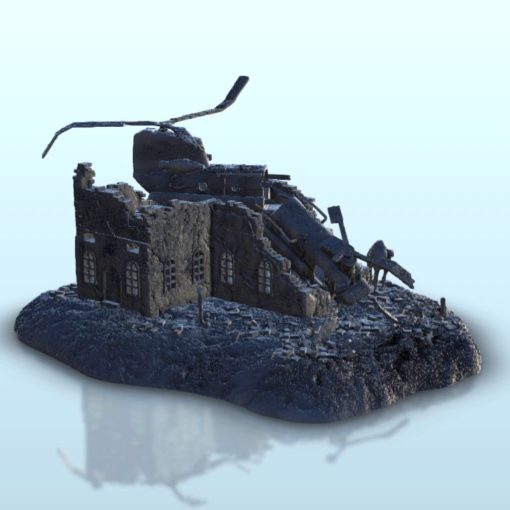 ruins boeing ch-47 chinook wreckage - wargaming3d miniature wargamming Architecture, bolt action, building, décor, Flames of War, modern, ruins, scenery, tabletop, terrain, warhammer 3D print model - Mito3D