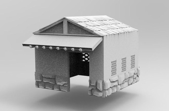 rural house - wargaming3d miniature wargamming 1/56, 28mm, block house, calab, desert korean, Vietnam 3d print model - Mito3D