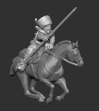 russian cossack cavalery02 - wargaming3d 28mm miniature 3d print model - Mito3D