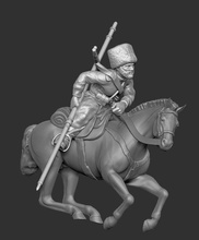 russo cosacco cavalery04 - wargaming3d 28mm in miniatura 3d print model - Mito3D