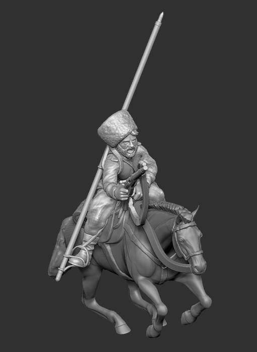 cosaques russes cavalery06 - wargaming3d 28mm miniature 3D print model - Mito3D