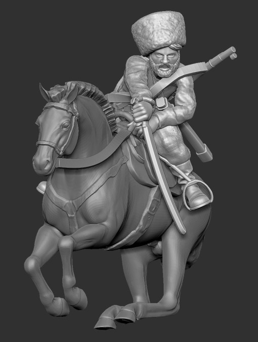 cosaques russes cavalery08 - wargaming3d 28mm miniature 3D print model - Mito3D