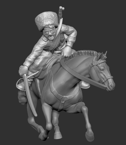 cosaques russes cavalery09 - wargaming3d 28mm miniature 3D print model - Mito3D