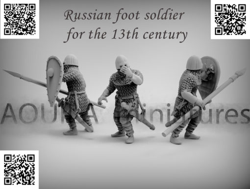 russo pé soldado 13th século wargaming3d miniatura jogos guerra 3D print model - Mito3D