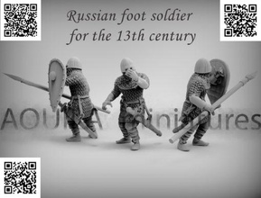 Rusça ayak asker 13th yüzyıl wargaming3d minyatür savaş oyunları 3d print model - Mito3D