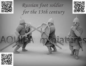 russo pé soldado 13th século wargaming3d miniatura jogos guerra 1 56 28mm saga 3d print model - Mito3D