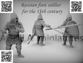 russian foot soldier 13th century - wargaming3d miniature wargamming 3d print model - Mito3D