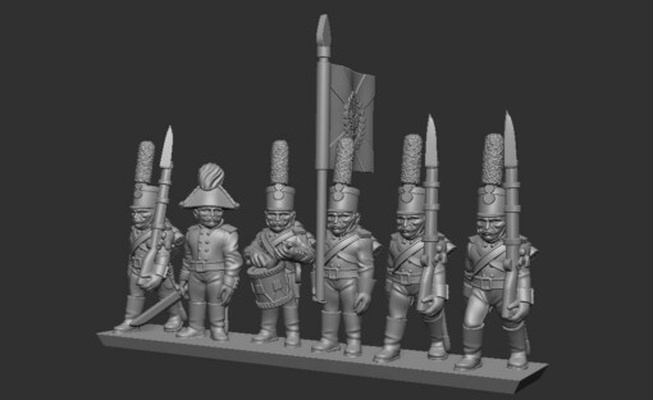 russian grenadiers command 1805-1807 - wargaming3d 1 200 10mm 1700-1900 horse & musket 3d printables historically accurate uncategorized black powder napoleonic wars empire wargaming miniature wargamming 3d print model - Mito3D