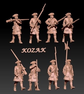 russian infantry great northern war tricorne socket bayonet set 2 - wargaming3d Categories: 3D PRINTABLES, Historically Accurate  infantry russian miniature wargamming 3d print model - Mito3D