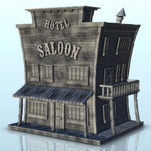saloon balcony chimney 5 - wargaming3d miniature wargamming ACW, american, Architecture, civil, cowboy, desperados, old, war, west, Western 3d print model - Mito3D