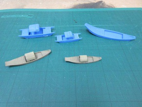 sampan - wargaming3d 28mm miniature collection 3 different sampans your eastern games 3d print model - Mito3D