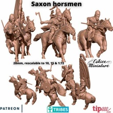 saxons horsmen - 28mm wargaming3d miniature wargamming medievalscale modelshipVikingWarship, saxon 3d print model - Mito3D