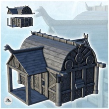 escandinavo casa ampla marquise enfeites 9 wargaming3d miniatura jogos guerra arquitetura Construção Sombrio Medieval miniaturas norte cenário mesa terra viking 3d print model - Mito3D