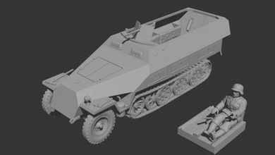 sdkfz 251 1 - wargaming3d 28mm miniature 3d print model - Mito3D
