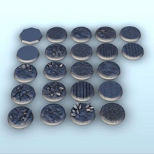 set 23 bases + pre-supported version 3 - wargaming3d miniature wargamming Age of Sigmar, character, Fantasy, fiction, figure, game, heroic, hobbit, lord the rings, mini, miniatures, resin, rpg, scenery, sla, squad, statue, warhammer 3d print model - Mito3D