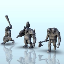 conjunto 3 trolls + pre supported versión 15 wargaming3d miniatura juego guerra años of Sigmar personaje fantasía ficción figura heroico Hobbit señor anillos mini 3d print model - Mito3D