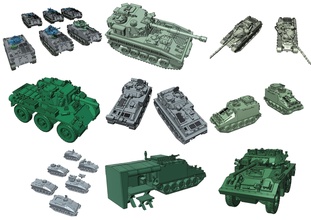 set 3d models british armored vehicles cold war scale 15mm 1 100 - wargaming3d miniature wargamming 1:100, 1/100, 15 mm, model, Cold War, UK, UK pack 3d print model - Mito3D