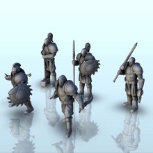 set 5 medieval soldiers + pre-supported version 14 - wargaming3d miniature wargamming Age of Sigmar, character, Fantasy, fiction, figure, game, heroic, hobbit, lord the rings, mini, miniatures, resin, rpg, scenery, sla, squad, statue, warhammer 3d print model - Mito3D