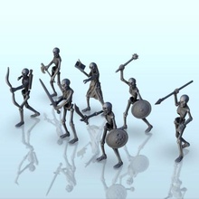 impostato 7 guerrieri scheletri + pre supported versione 17 wargaming3d miniatura wargaming età of Sigmar personaggio fantasia finzione figura gioco eroico Hobbit signore anelli 3d print model - Mito3D