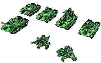 set armored vehicles based btr-d btr-rd robot btr-zd skrezhet + zu 23-2 2s9 nona-s control guidance vehicle rheostat scale 1 100 - wargaming3d miniature wargamming 1:100, 1:100 / 15mm, 15 mm, BTR-D, Cold War, Nona, Nona-S, Rob, Robot, USSR 3d print model - Mito3D