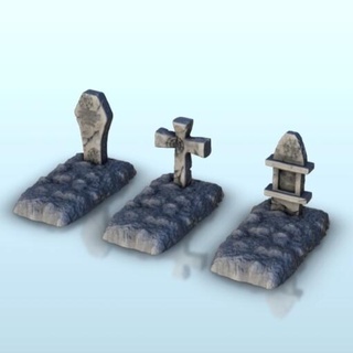 set earthen tombstones 1 - wargaming3d Categories: 1:100 / 15mm, 1:56 28mm, 1:72 & 1:76 20mm, 1700-1900: Horse Musket, 500-1500: Medieval, DIGITAL STL FILES, Terrain, Terrain accessories age architecture dark european fantasy game house medieval middle miniatures rose scenery tabletop terrain traditionnal village war wargame wargaming miniature wargamming 3d print model - Mito3D