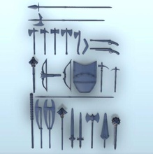 set medieval weapons 1 - wargaming3d miniature wargamming Accessories, Dark Age, figure, gun, medieval, miniatures, soldiers 3d print model - Mito3D