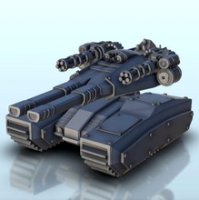 sf tank main gun miniguns 4 + supported version - wargaming3d miniature wargamming 40000, figure, future, futurism, futuristic, legion, miniatures, odyssey, opera, resin, scenery, Sci-Fi, scifi, SF, sla, squad, star wars, statue, w40k, warhammer, warmachine 3d print model - Mito3D