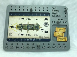 ship status tracker board - wargaming3d 28mm miniature 3d printable dashboard track health sails crew level 3d print model - Mito3D